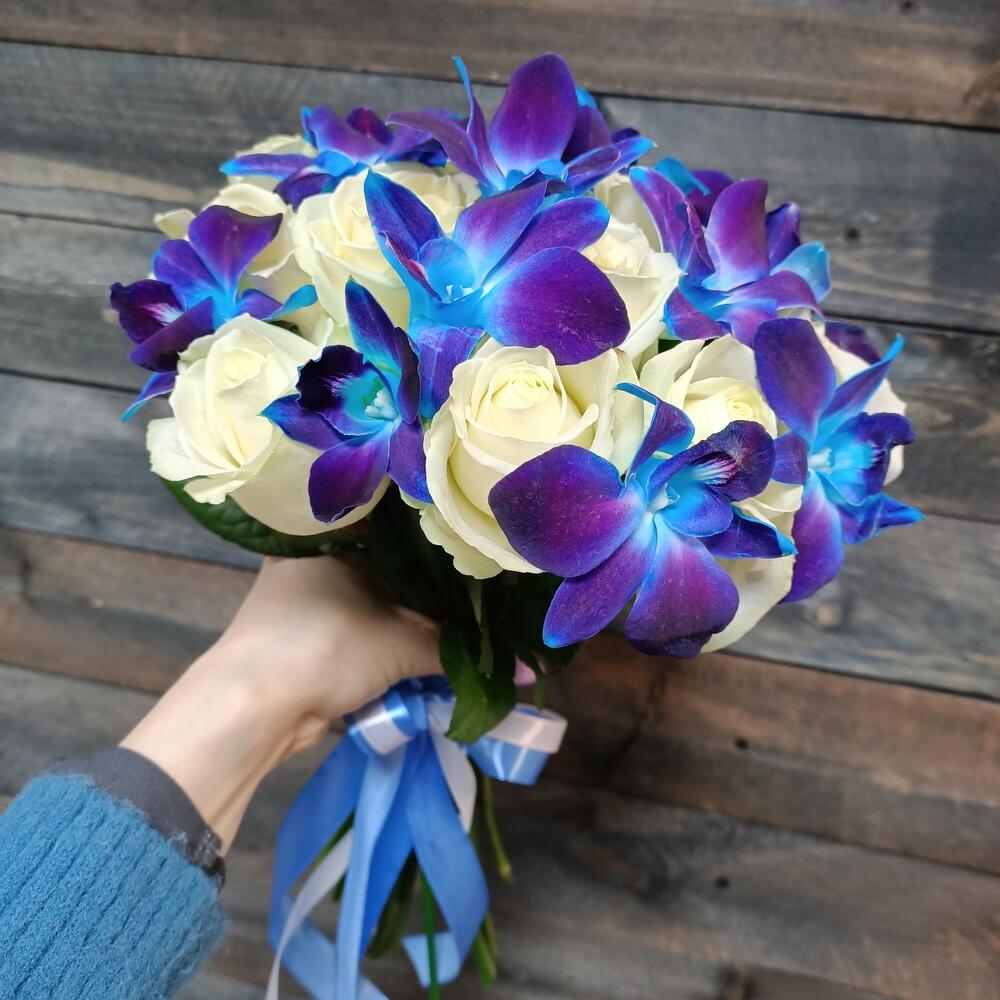 Синий бархат свадебный букет Синий бархат свадебный букет